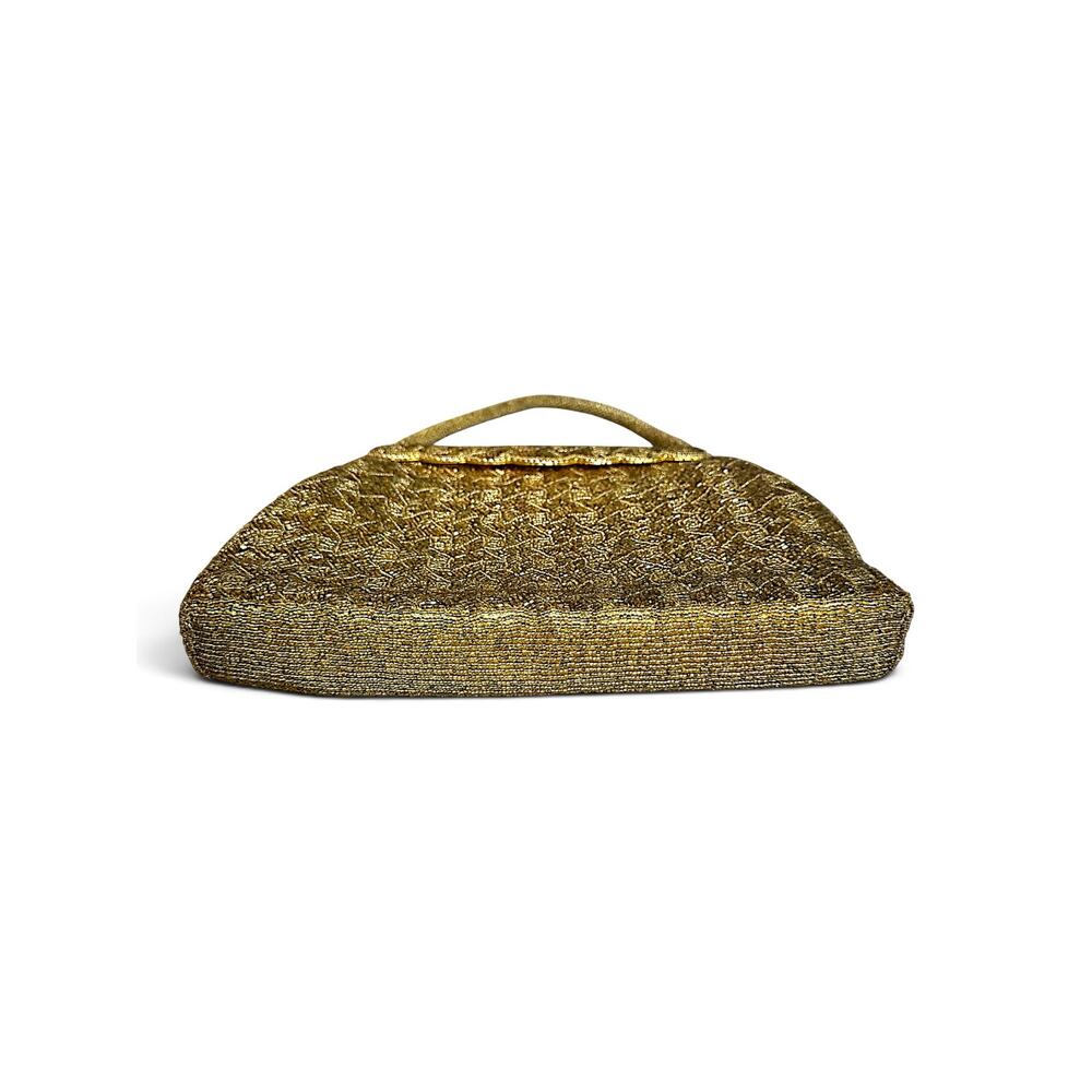 Vintage 1950s 60s Gold Hand Beaded Evening Bag Hong Kong Cocktail Purse - Picture 11 of 12